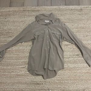 Equipment Silk Button up Cropped Shirt  Grey S
